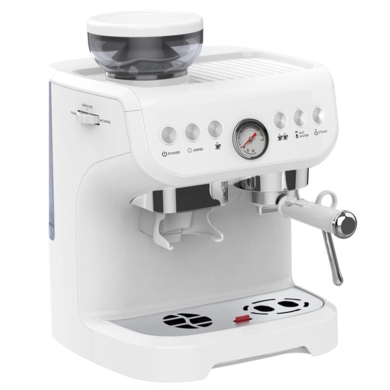 Ground coffee machine with grinder
