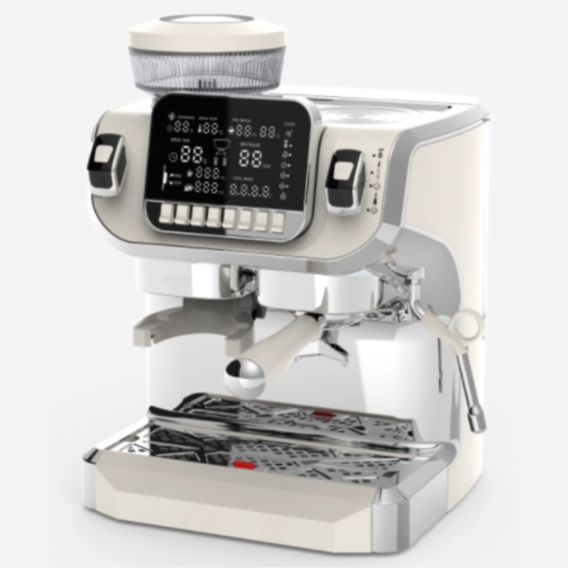 Ground coffee machine with grinder