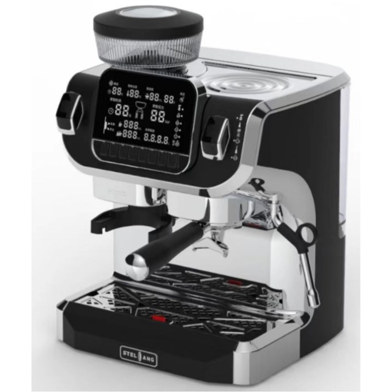 Ground coffee machine with grinder