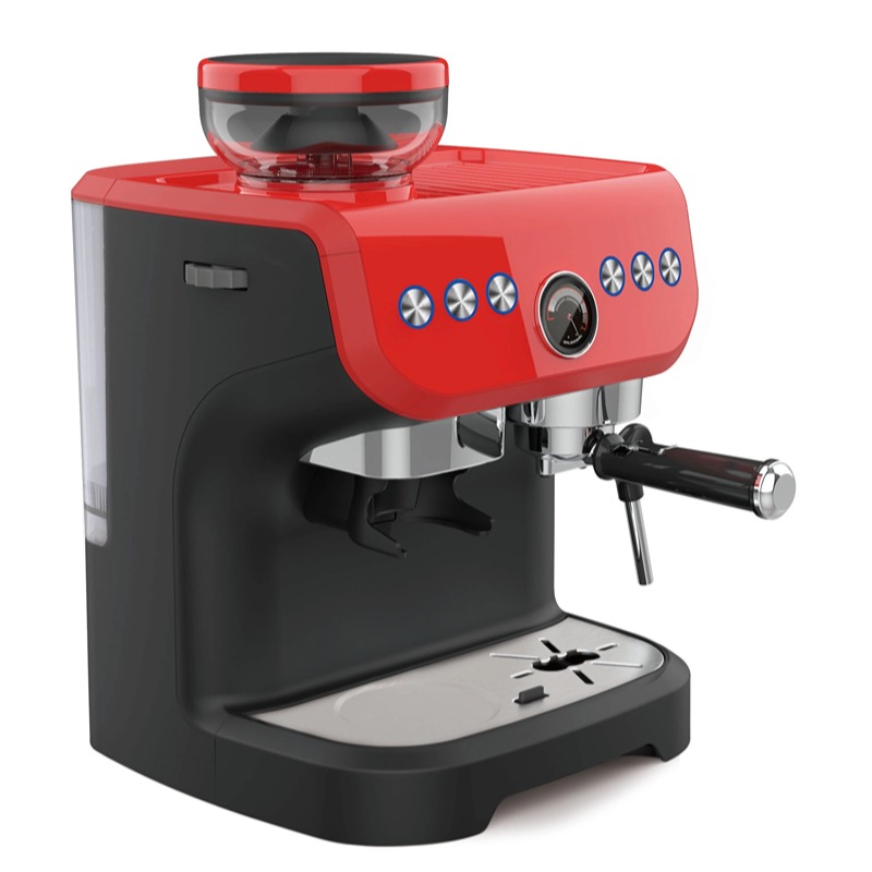 Ground coffee machine with grinder
