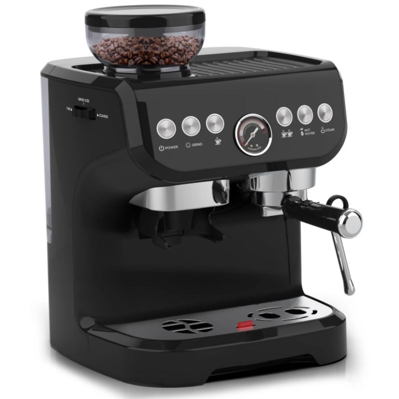 Ground coffee machine with grinder