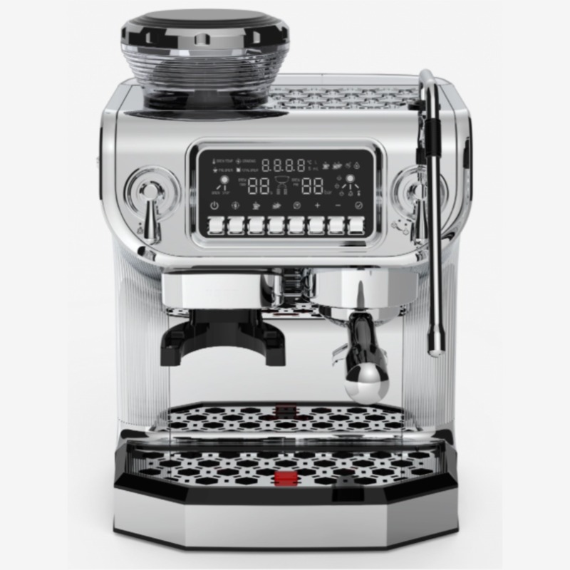 Ground coffee machine with grinder