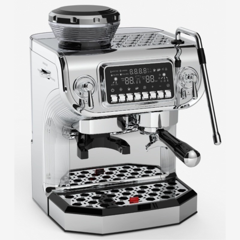 Ground coffee machine with grinder