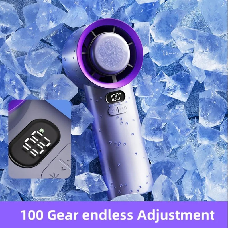Wholesale Handheld 100 Gear Ring Adjustable Refrigeration Cold Pressure Air Cooler USB Charging Cooling Mini Portable Fan